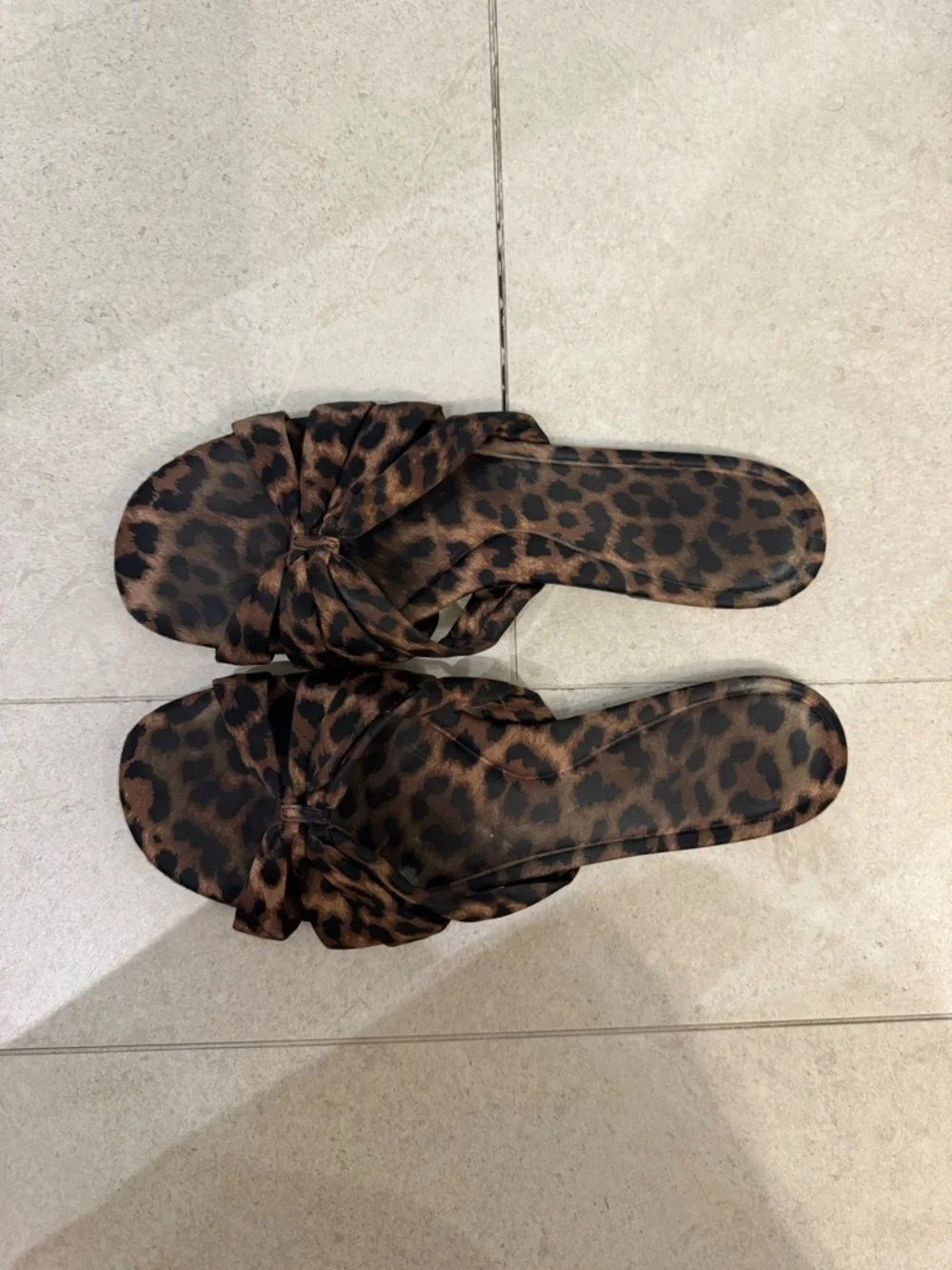 Zara Leopard Knot Slide Sandals - Brown & Black - Picture 5 of 8